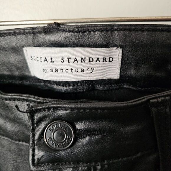 EUC SOCIAL STANDARD BY SANCTUARY ANKLE SKINNY BLACK COATED TWILL PANTS SIZE 6 - Picture 11 of 14